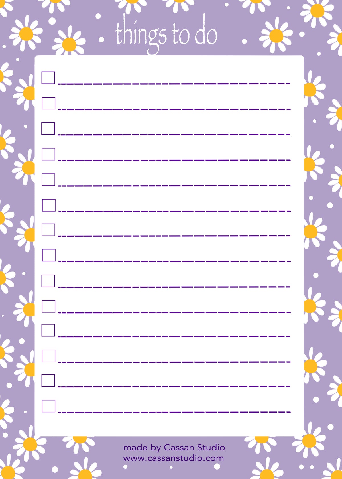 Purple Floral "Things To Do" Notepad