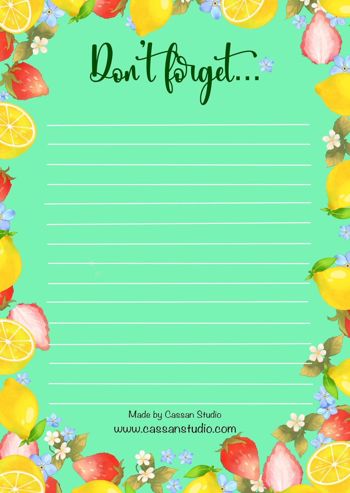 Don't Forget (Strawberry Lemonade) Notepad